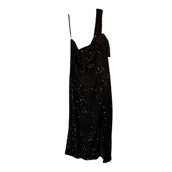 Mac Duggal Sequined One Shoulder Front Bow Dress in Black NWT - Picture 6 of 7